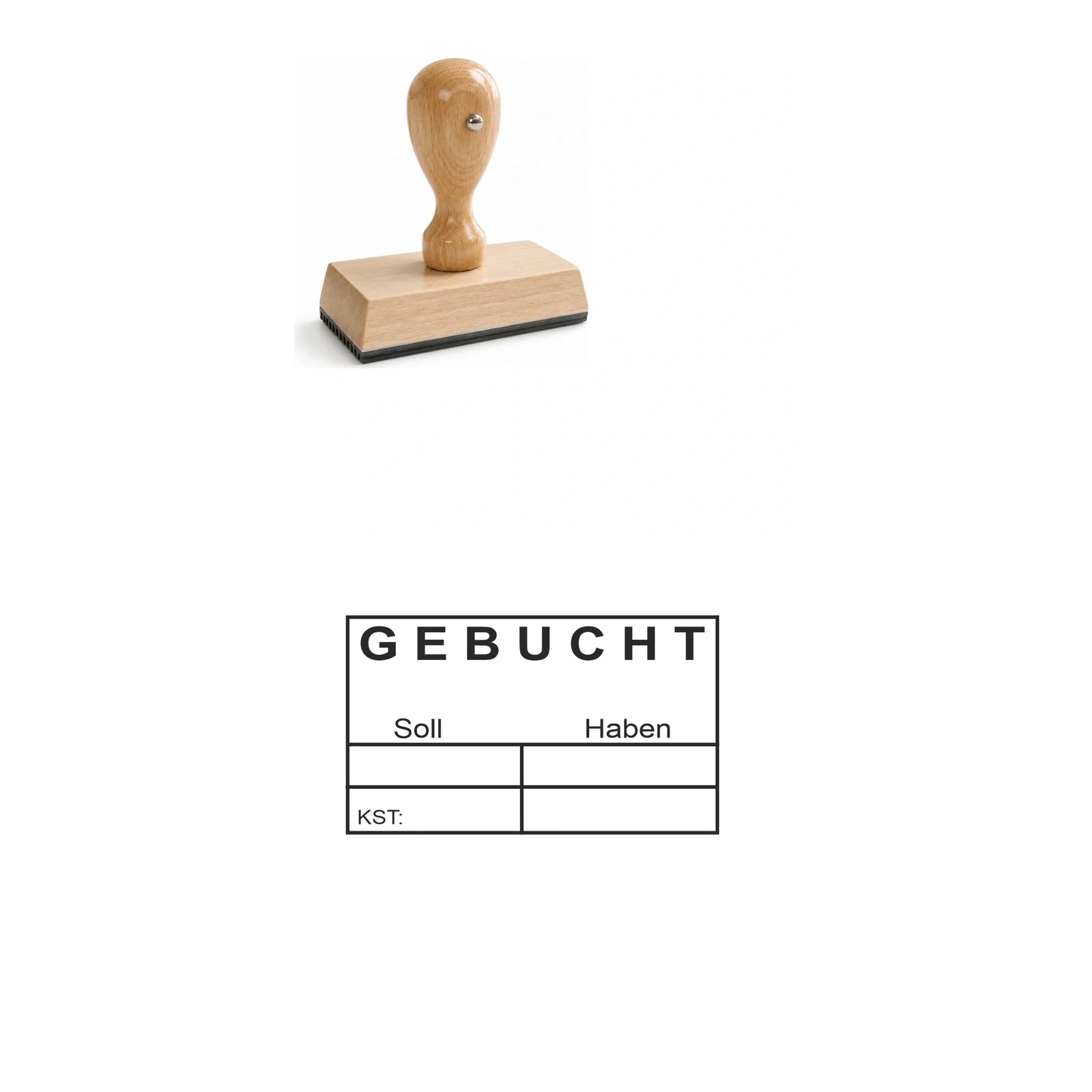 Gebuchtstempel Soll, Haben & Kostenstelle – Stempelgerät mit Abdruck