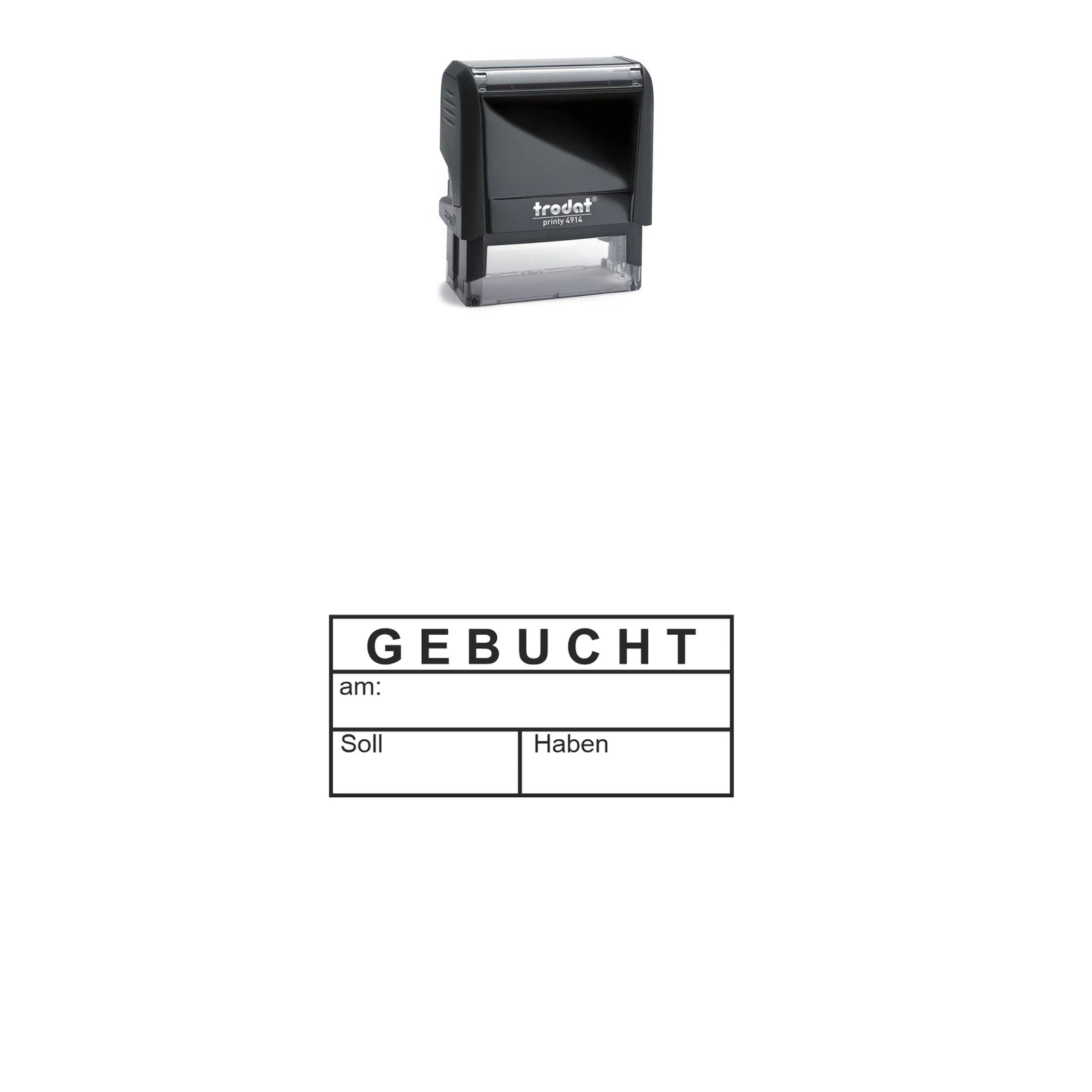 Gebucht-Stempel Buchhaltung – Stempelgerät mit Abdruck