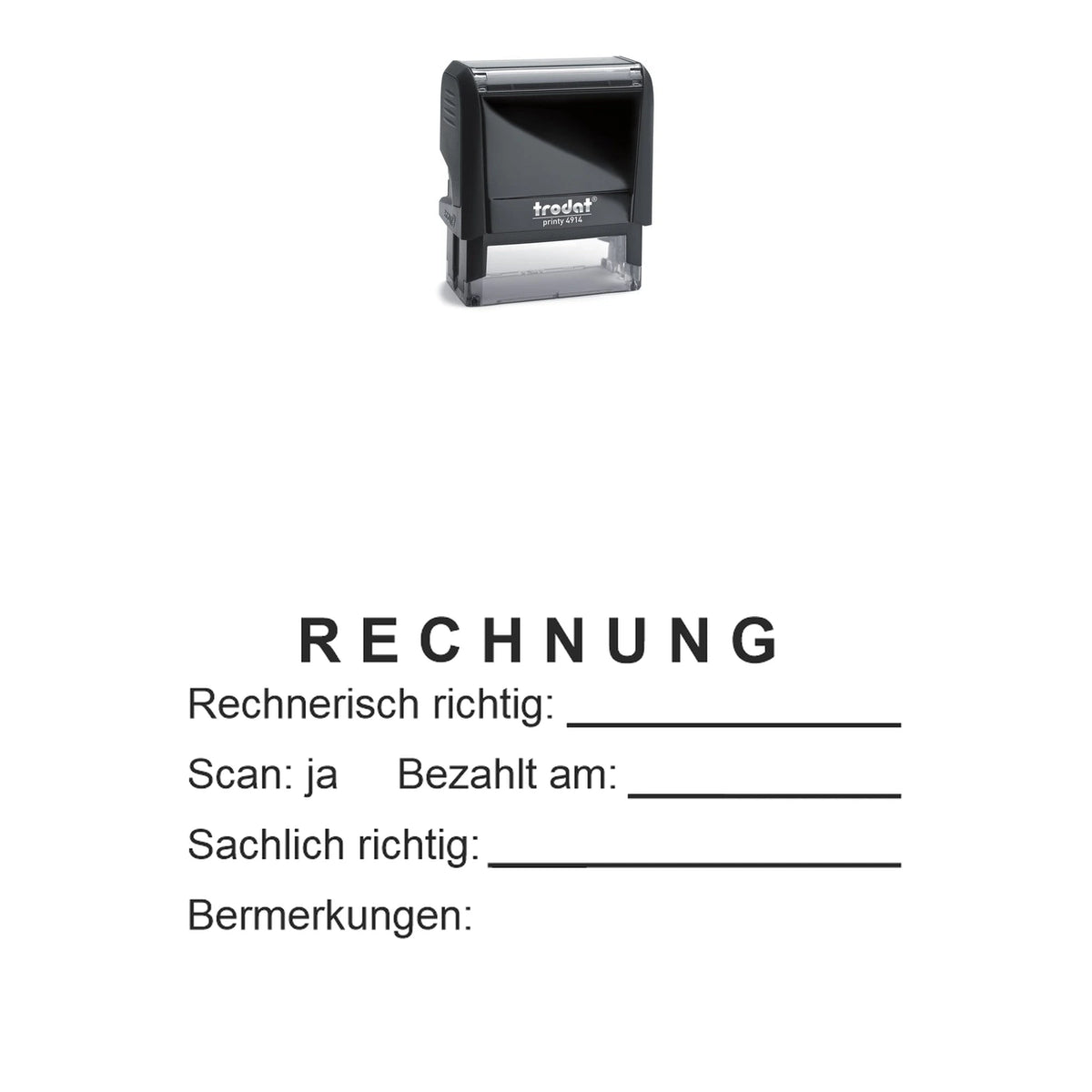 Rechnungsprüfstempel Scan & Zahlung – Stempelgerät mit Abdruck