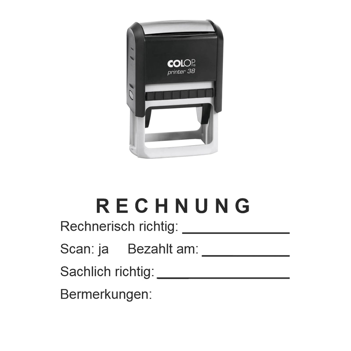 Rechnungsprüfstempel Scan & Zahlung – Stempelgerät mit Abdruck