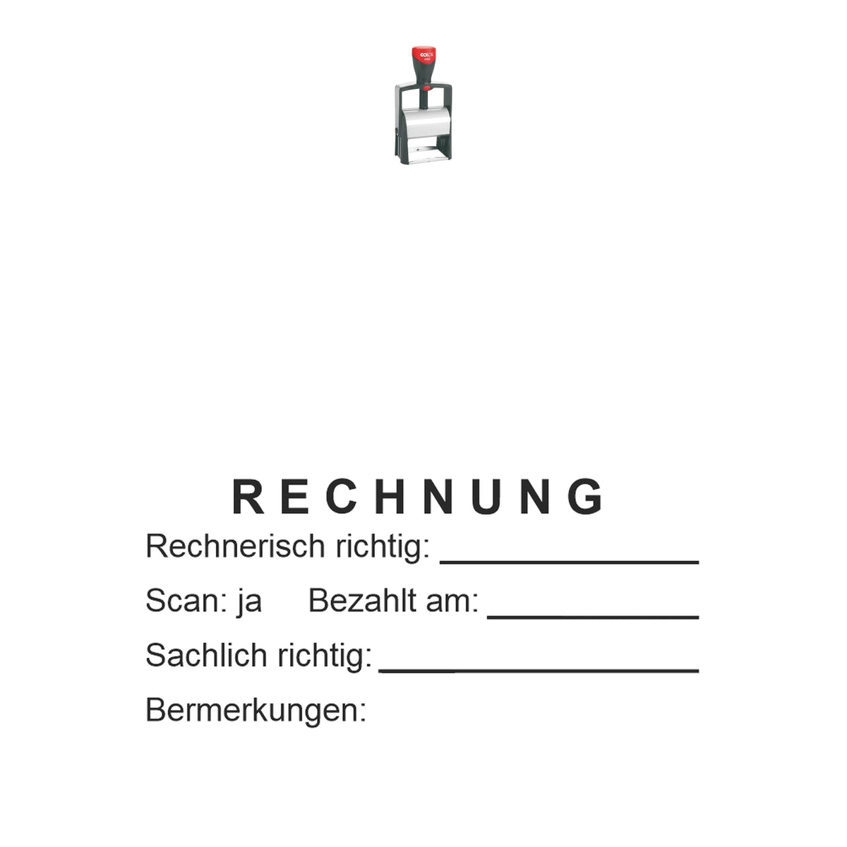 Rechnungsprüfstempel Scan & Zahlung – Stempelgerät mit Abdruck