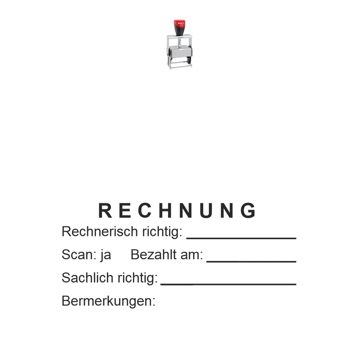 Rechnungsprüfstempel Scan & Zahlung – Stempelgerät mit Abdruck
