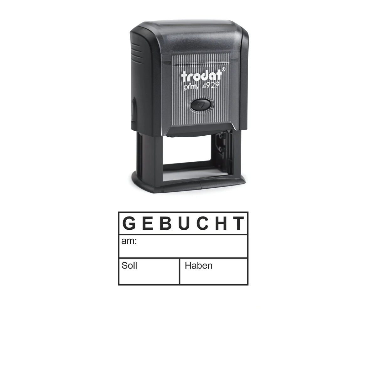 Gebucht-Stempel Soll & Haben – Stempelgerät mit Abdruck