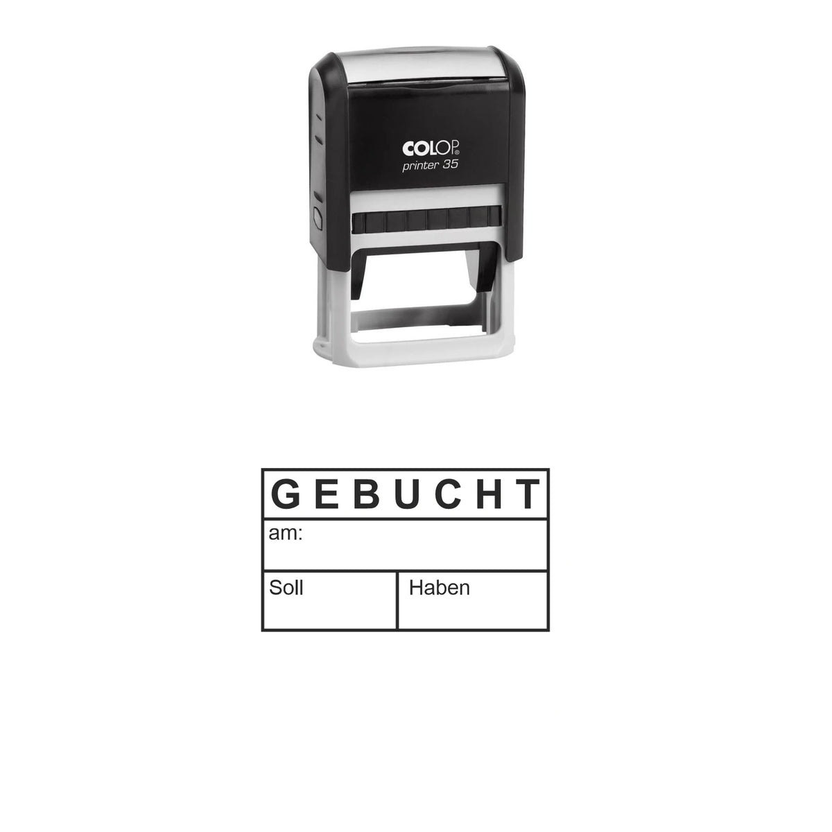 Gebucht-Stempel Soll & Haben – Stempelgerät mit Abdruck