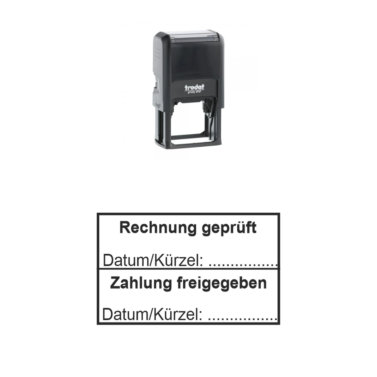 Rechnungsprüf- und Freigabestempel – Stempelgerät mit Abdruck