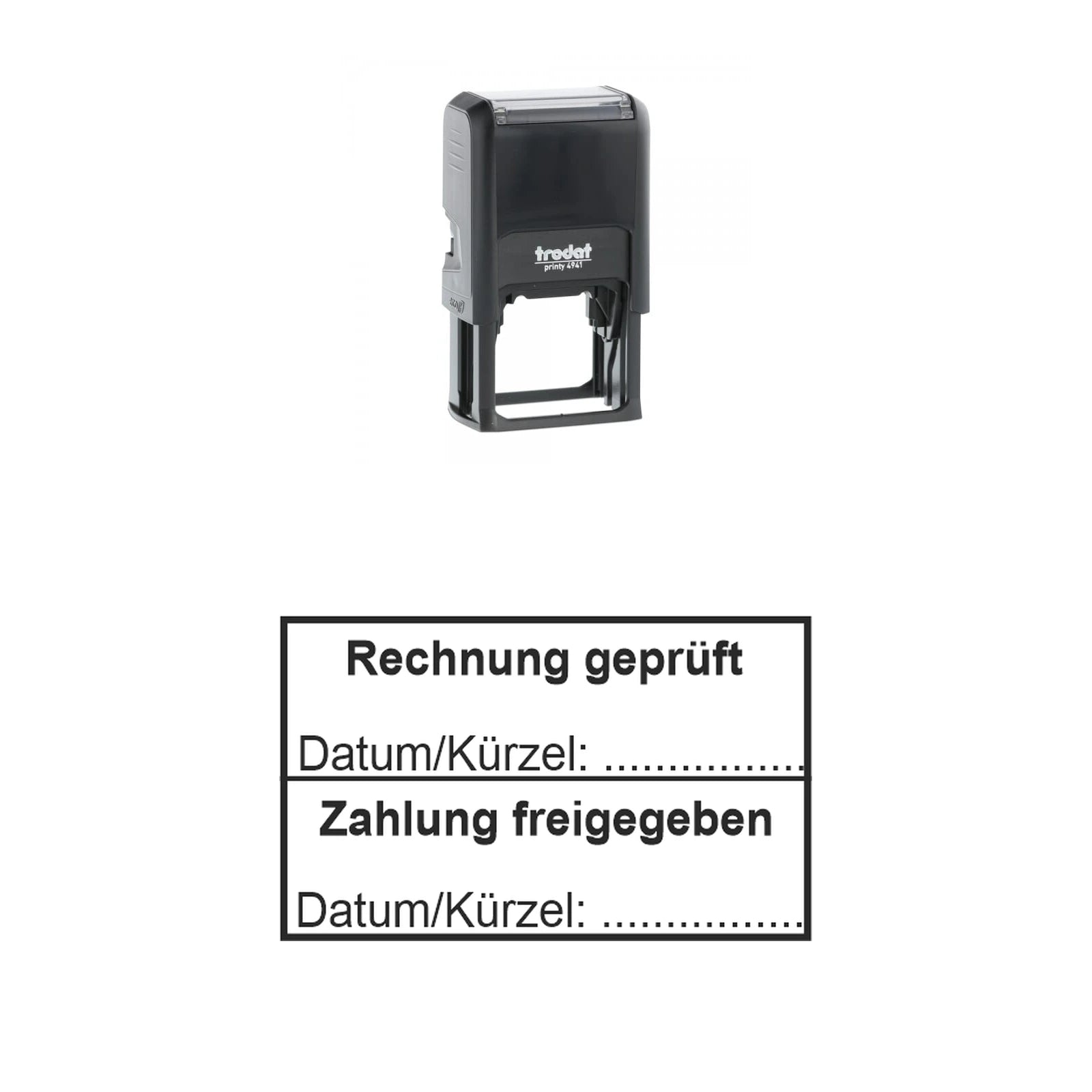 Rechnungsprüf- und Freigabestempel – Stempelgerät mit Abdruck