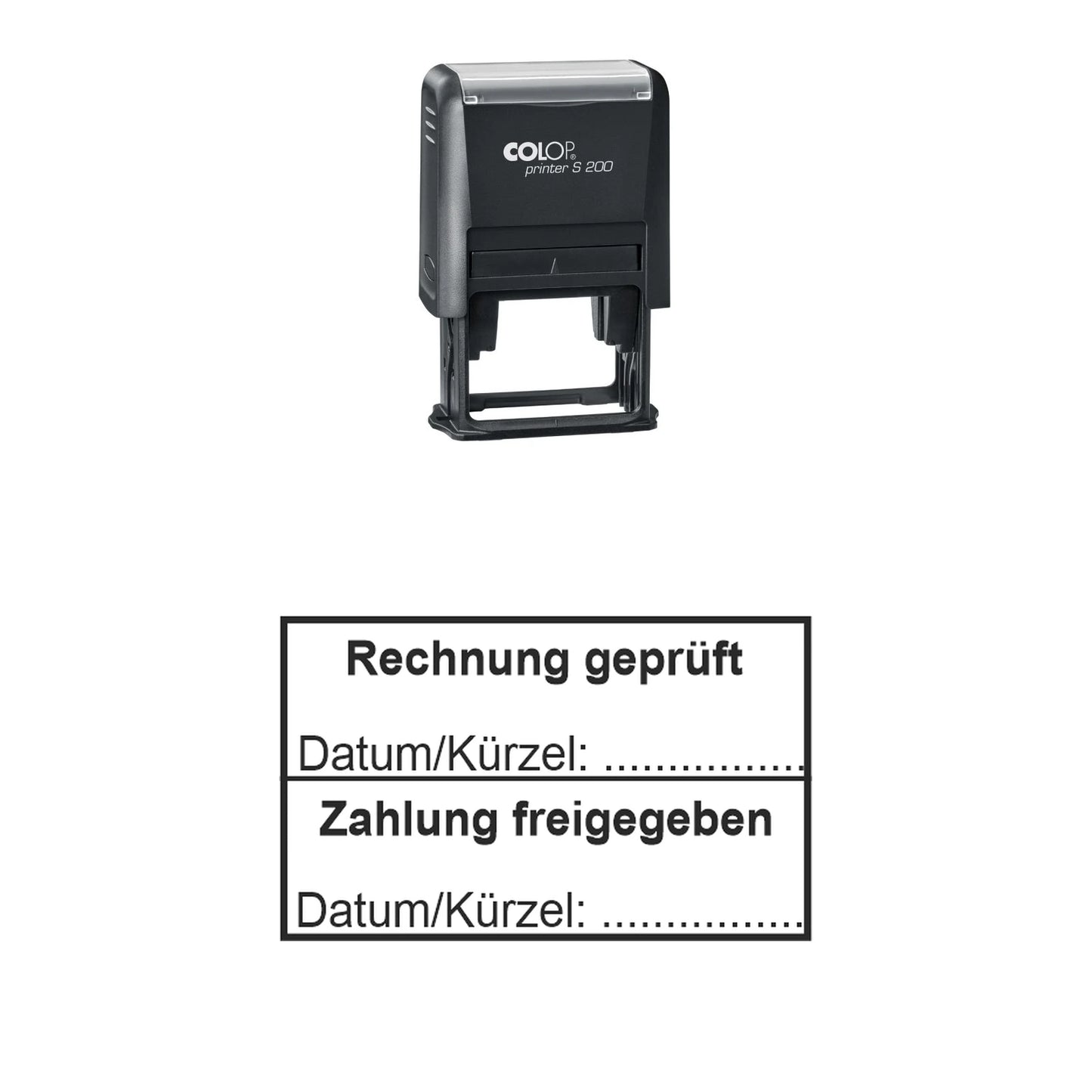 Rechnungsprüf- und Freigabestempel – Stempelgerät mit Abdruck