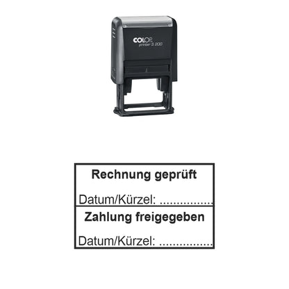 Rechnungsprüf- und Freigabestempel – Stempelgerät mit Abdruck