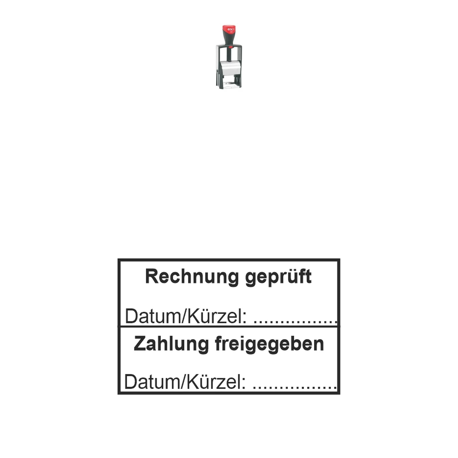 Rechnungsprüf- und Freigabestempel – Stempelgerät mit Abdruck