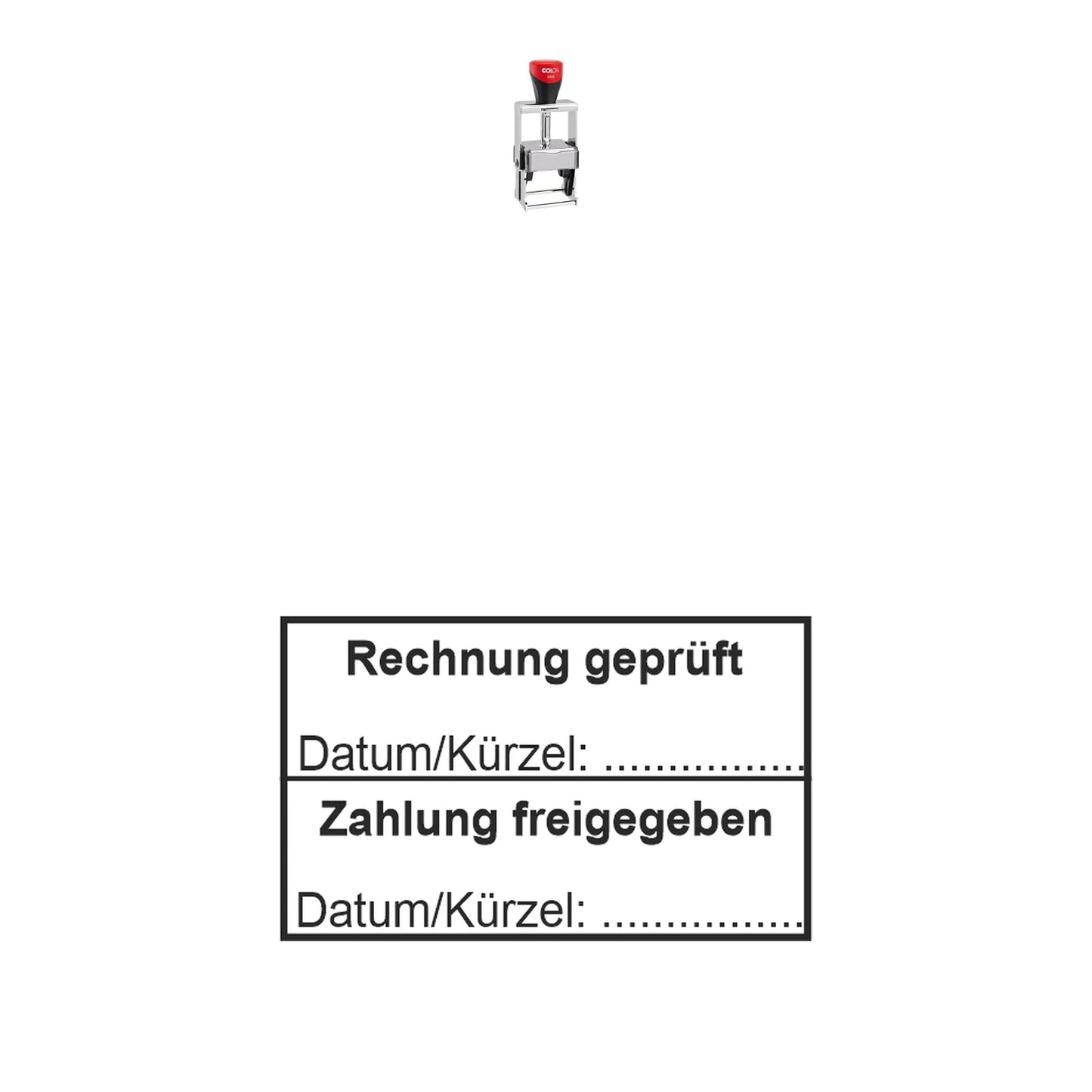 Rechnungsprüf- und Freigabestempel – Stempelgerät mit Abdruck