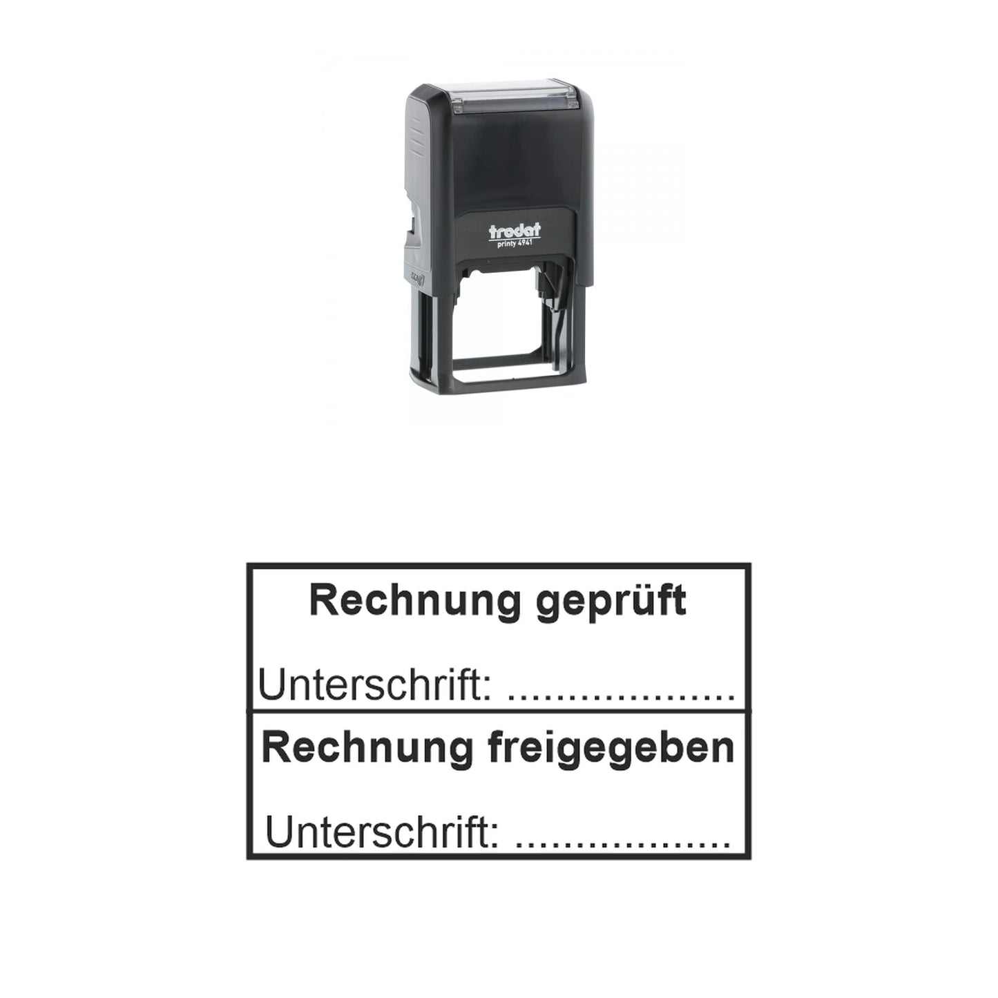 Rechnungsprüf- und Freigabestempel – Stempelgerät mit Abdruck