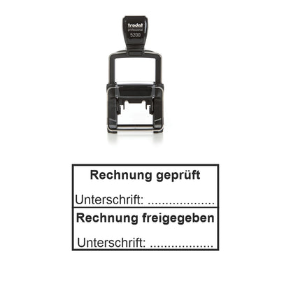Rechnungsprüf- und Freigabestempel – Stempelgerät mit Abdruck