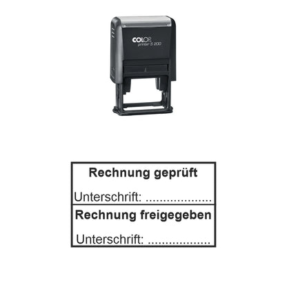 Rechnungsprüf- und Freigabestempel – Stempelgerät mit Abdruck