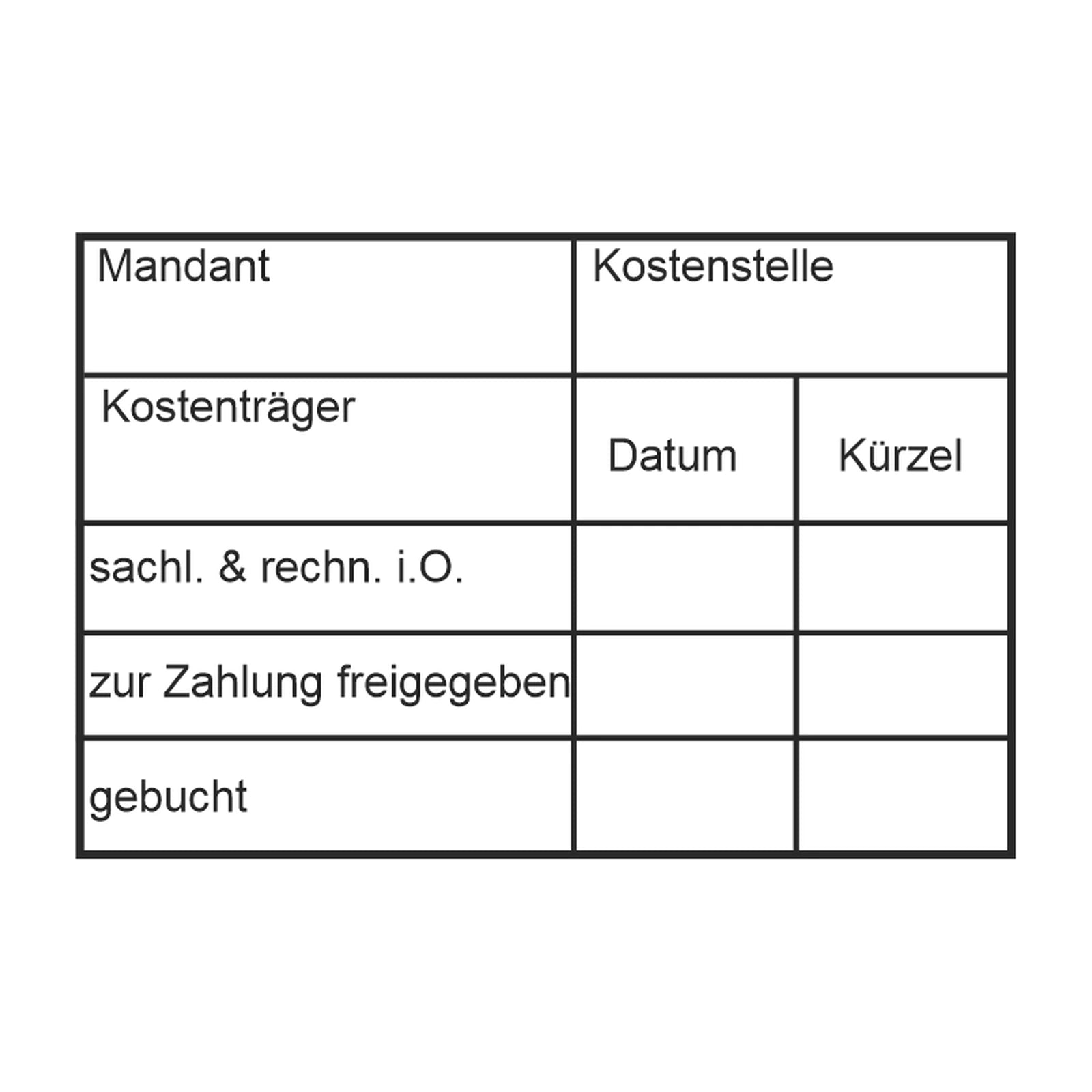 Rechnungsprüfstempel Mandant & Kostenträger – Stempelabdruck