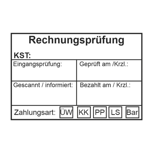 Rechnungsprüfstempel Scan & Zahlungsart – Stempelabdruck