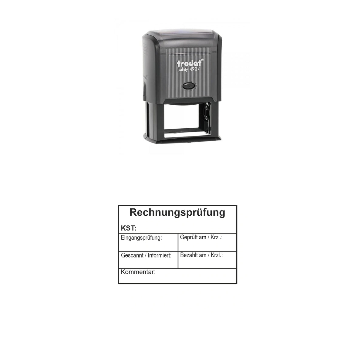 Rechnungseingangsprüfstempel Scan & Zahlung – Stempelgerät mit Abdruck