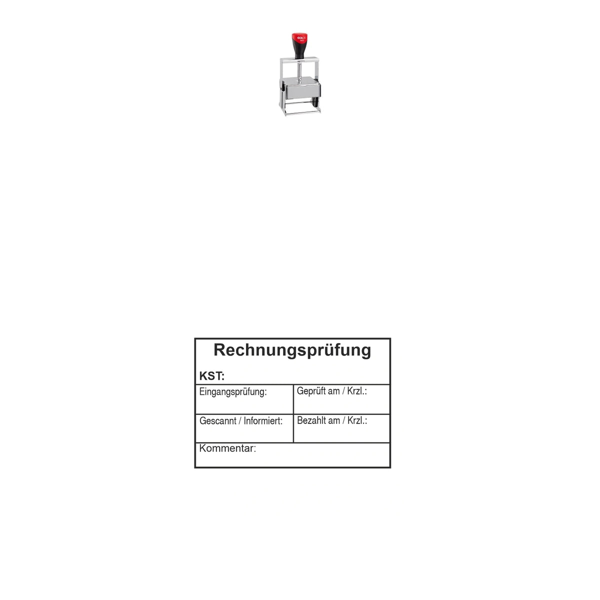 Rechnungseingangsprüfstempel Scan & Zahlung – Stempelgerät mit Abdruck