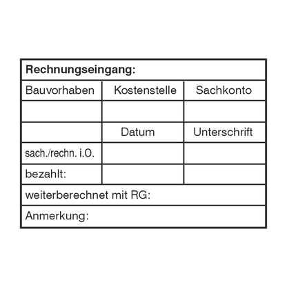 Rechnungseingangsstempel Bauvorhaben & Weiterberechnung – Stempelabdruck