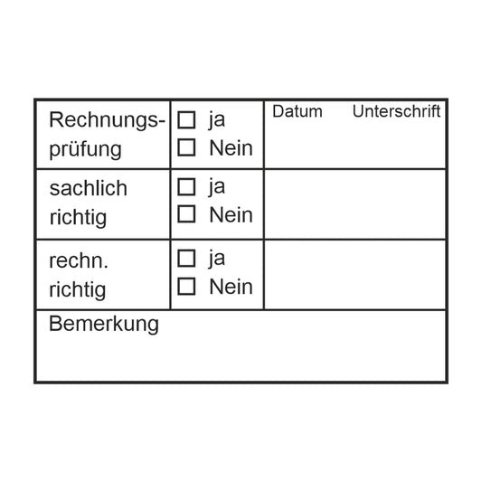 Rechnungsprüfstempel Ja/Nein & Bemerkung – Stempelabdruck