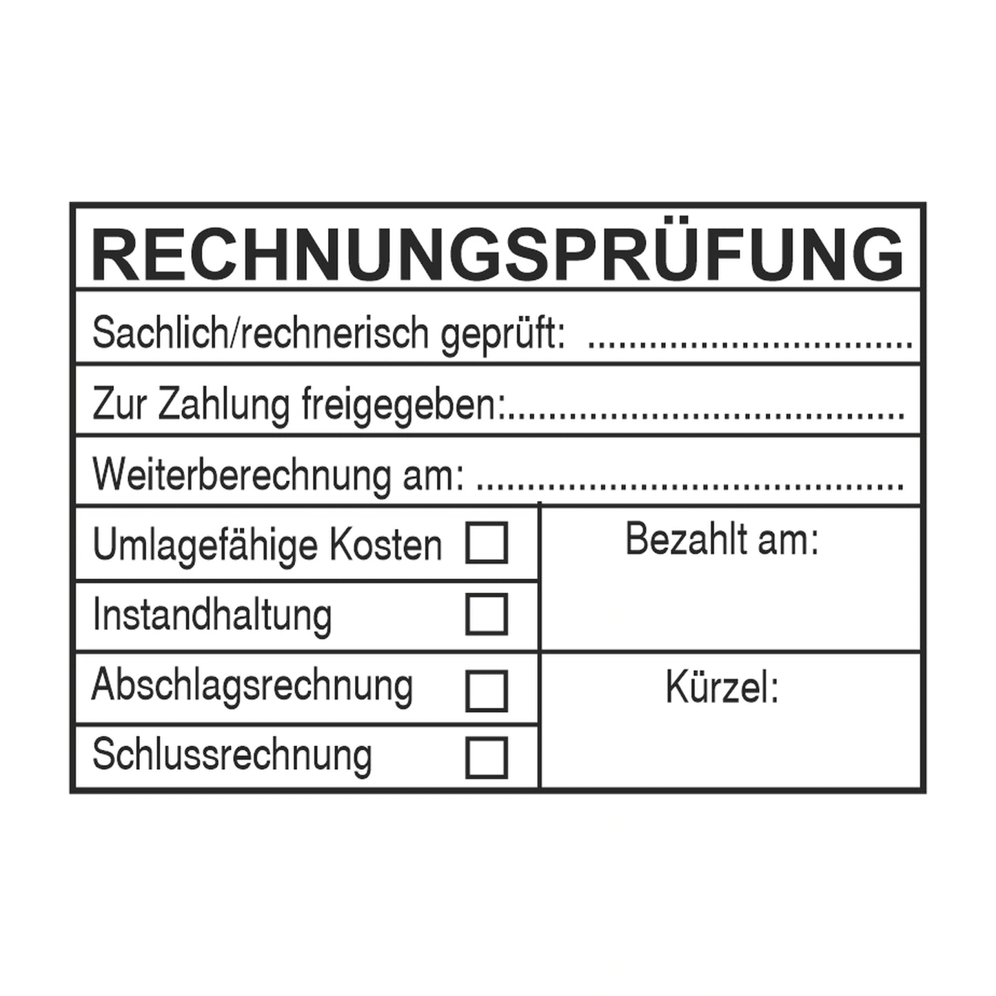 Rechnungsprüfstempel Weiterberechnung & Umlage – Stempelabdruck