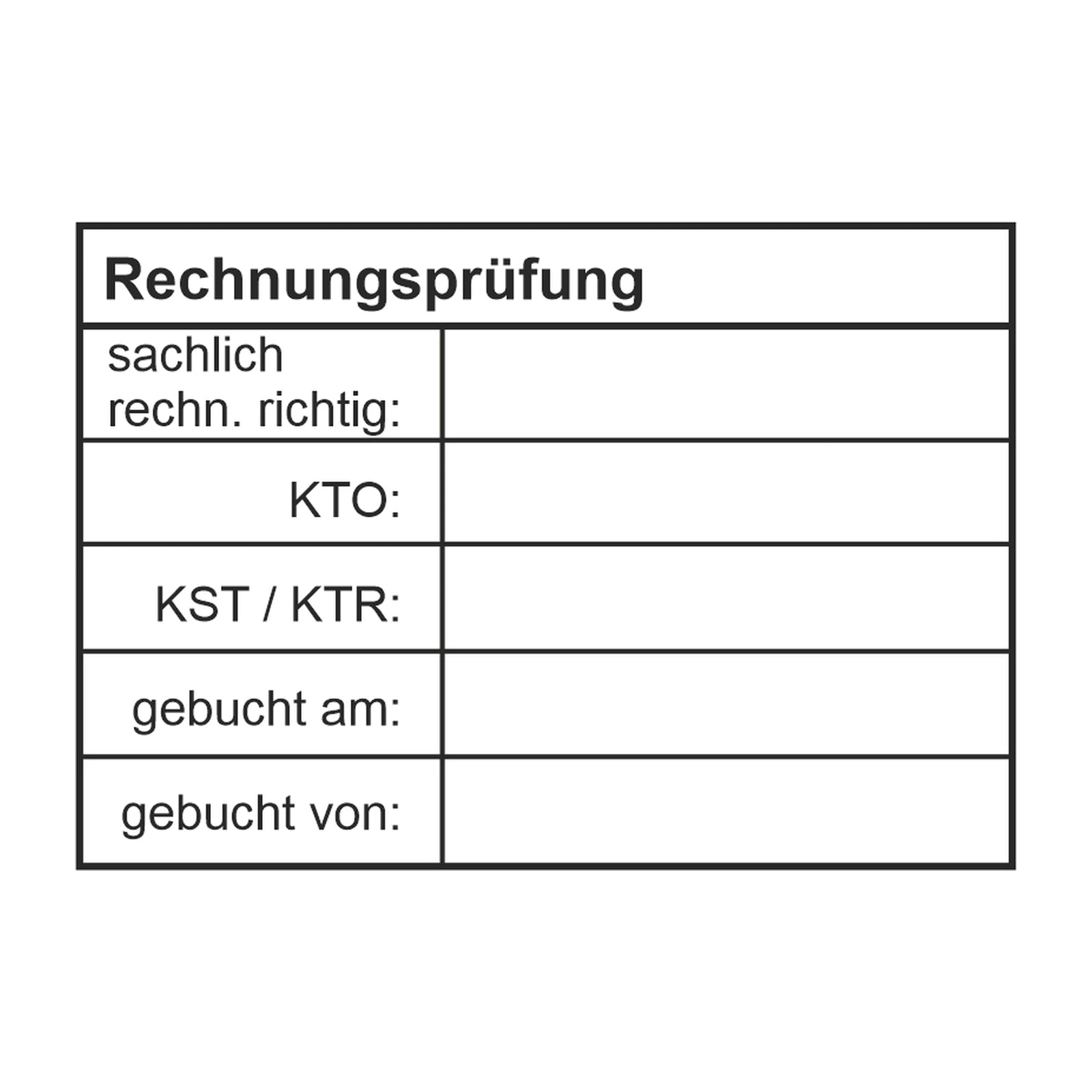 Rechnungsprüfstempel Konto, KST & KTR – Stempelabdruck