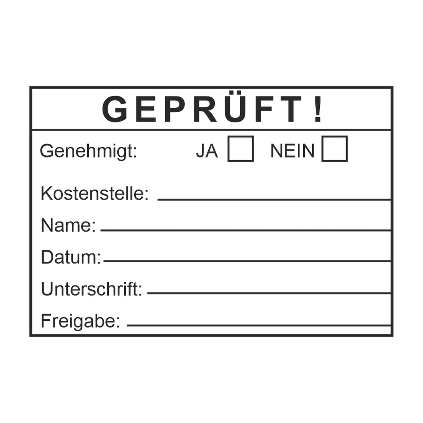Genehmigungsstempel Kostenstelle & Freigabe – Stempelabdruck