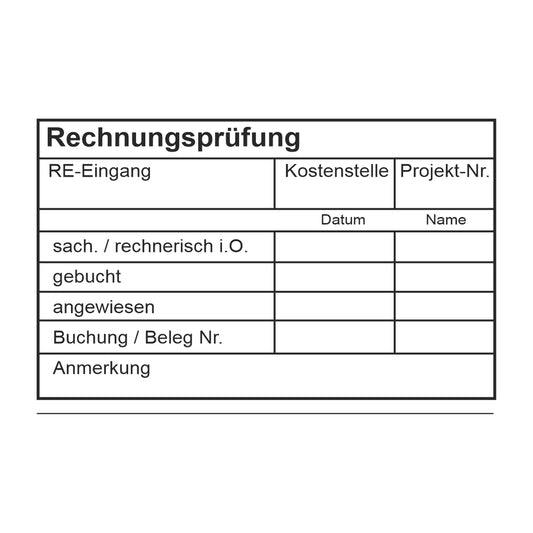 Rechnungsprüfstempel Projekt & Belegnummer – Stempelabdruck