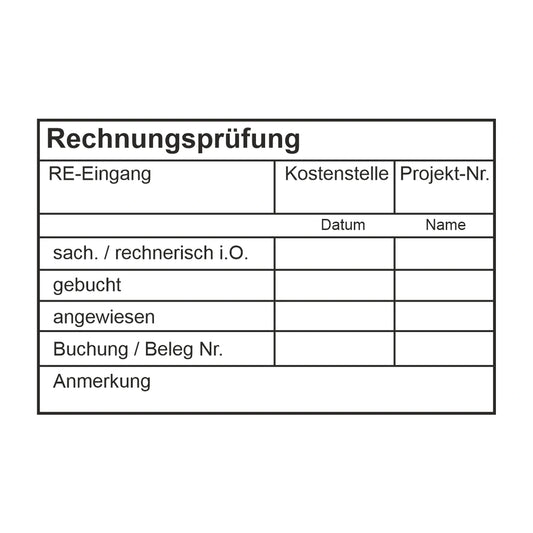 Rechnungsprüfstempel Projekt & Belegnummer – Stempelabdruck