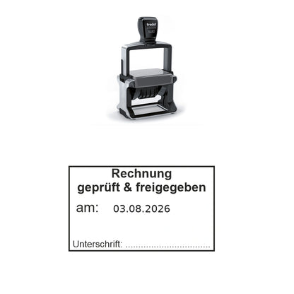 Rechnungsprüf- und Freigabestempel – Stempelgerät mit Abdruck