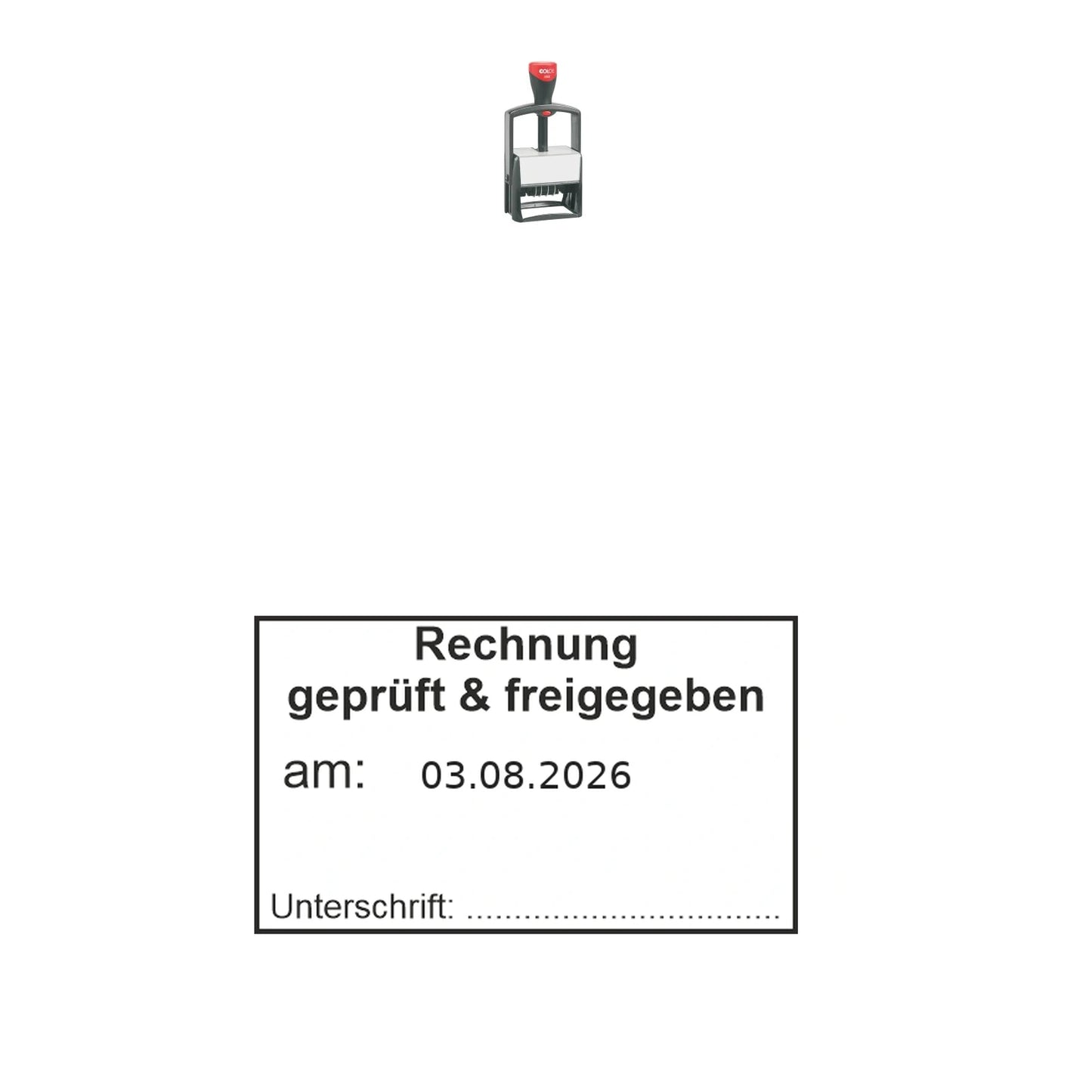 Rechnungsprüf- und Freigabestempel – Stempelgerät mit Abdruck