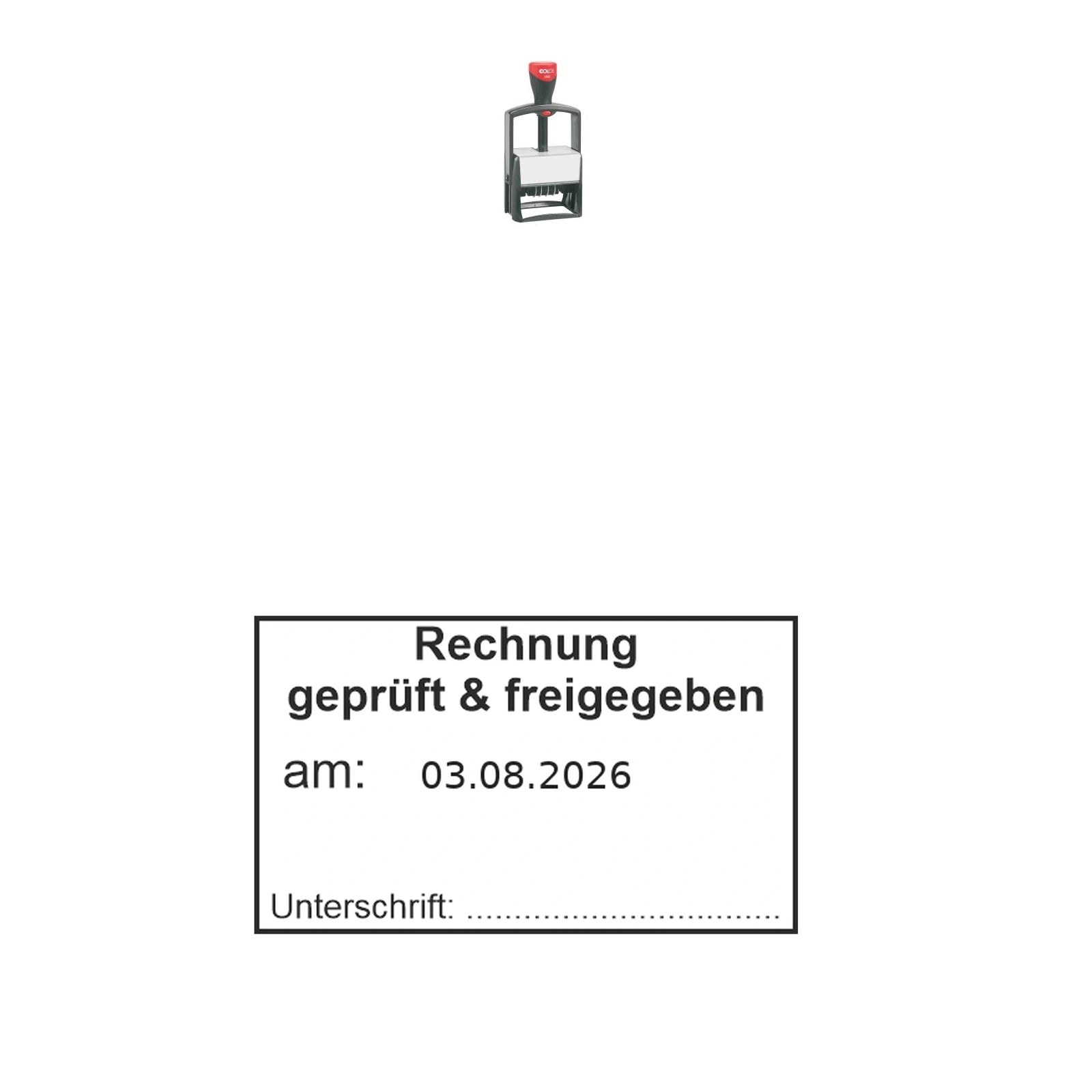 Rechnungsprüf- und Freigabestempel – Stempelgerät mit Abdruck