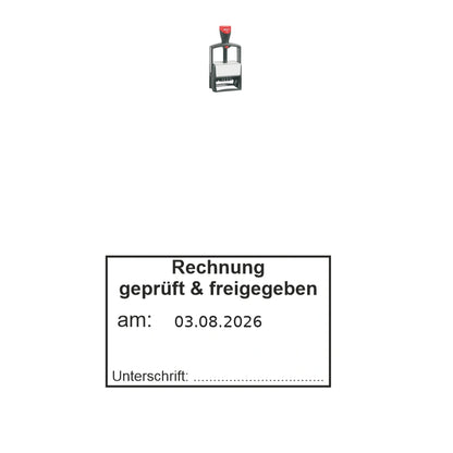 Rechnungsprüf- und Freigabestempel – Stempelgerät mit Abdruck