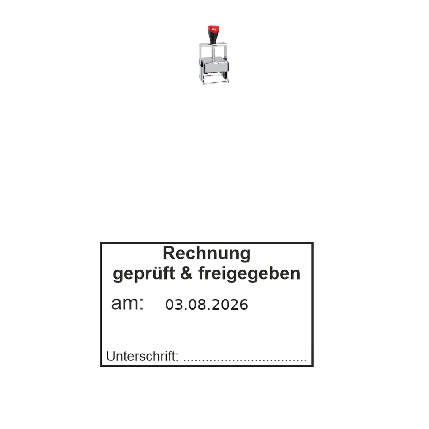 Rechnungsprüf- und Freigabestempel – Stempelgerät mit Abdruck