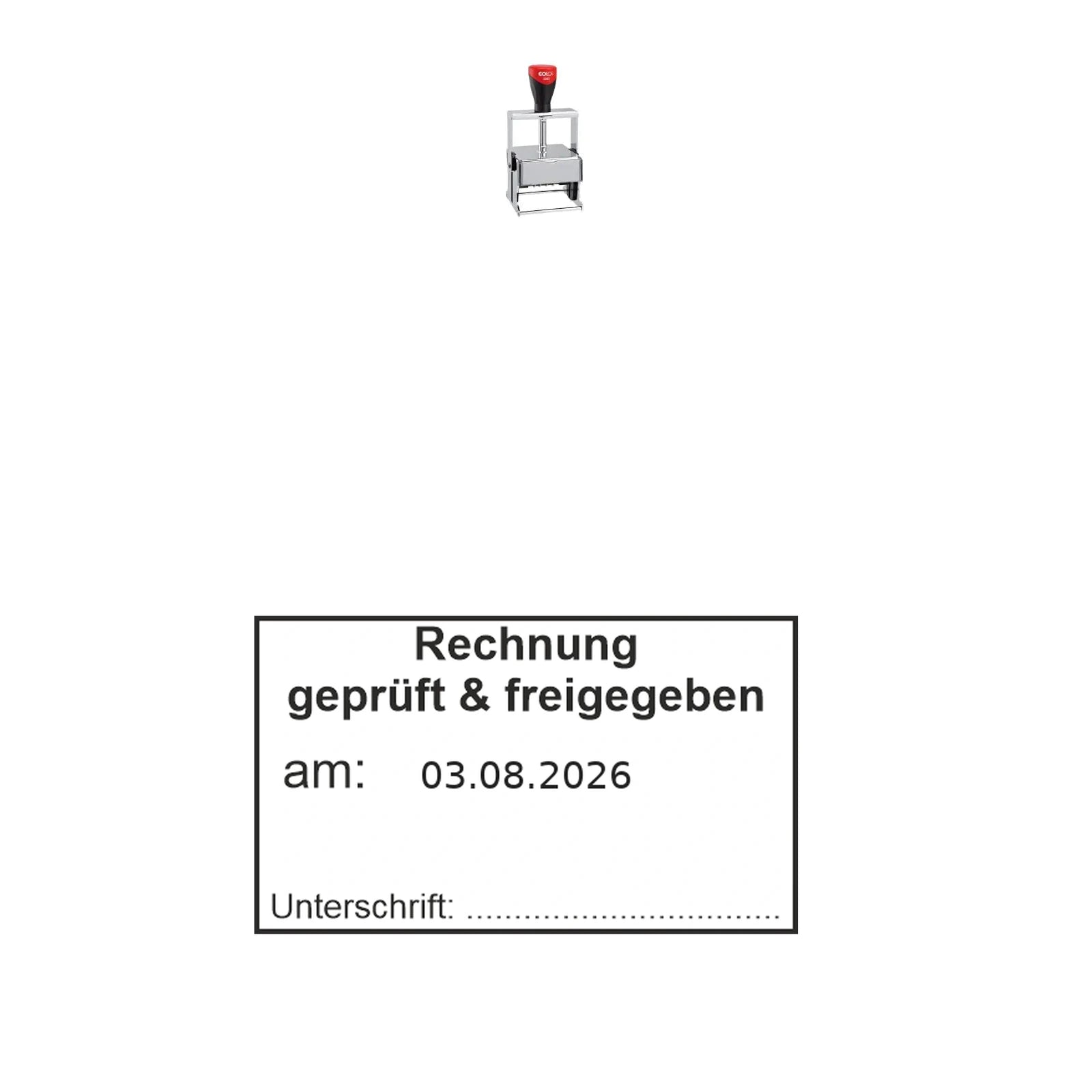Rechnungsprüf- und Freigabestempel – Stempelgerät mit Abdruck