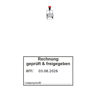 Rechnungsprüf- und Freigabestempel – Stempelgerät mit Abdruck