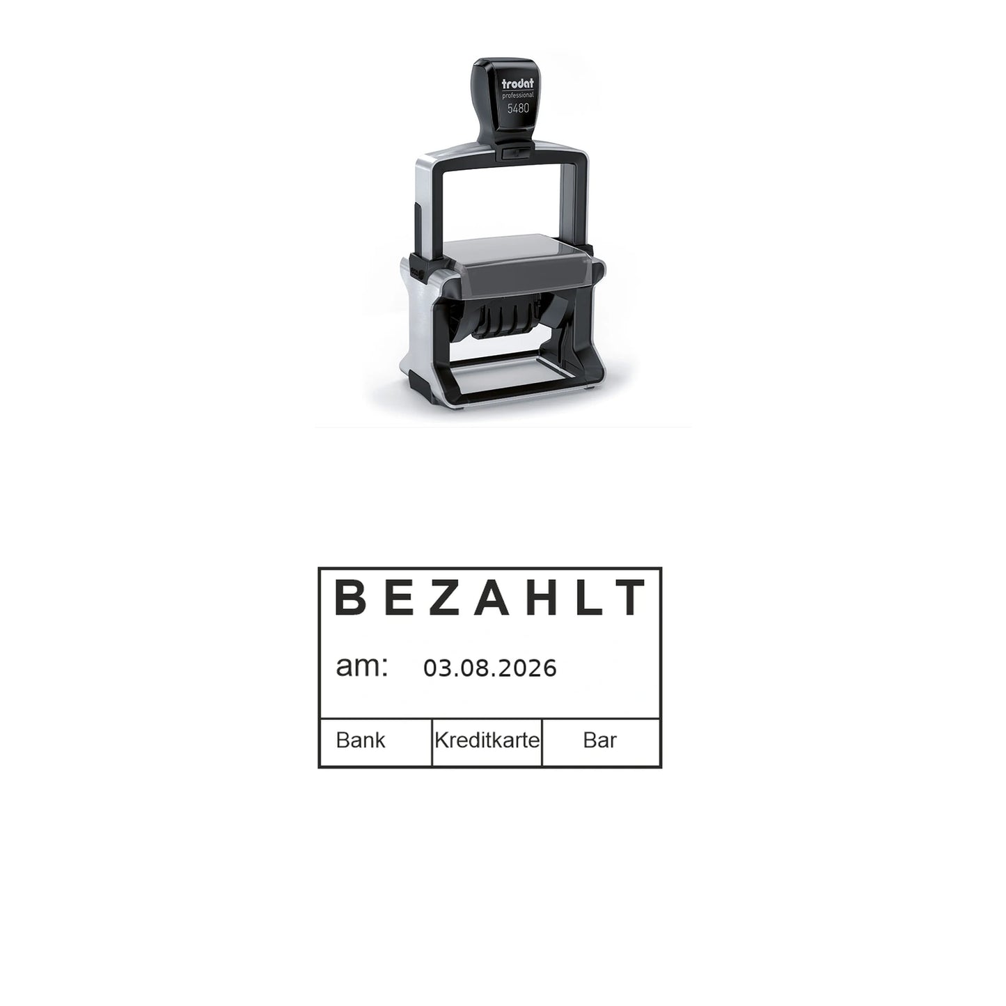 Bezahlt-Stempel Buchhaltung – Stempelgerät mit Abdruck
