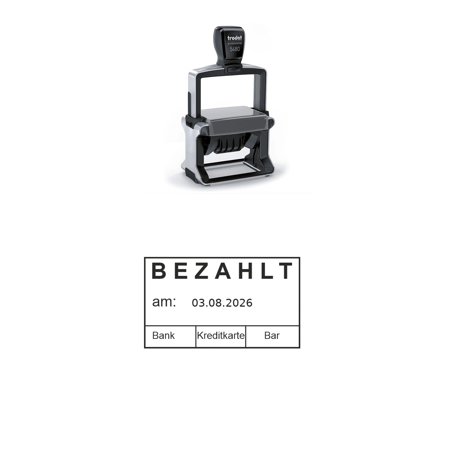Bezahlt-Stempel Buchhaltung – Stempelgerät mit Abdruck
