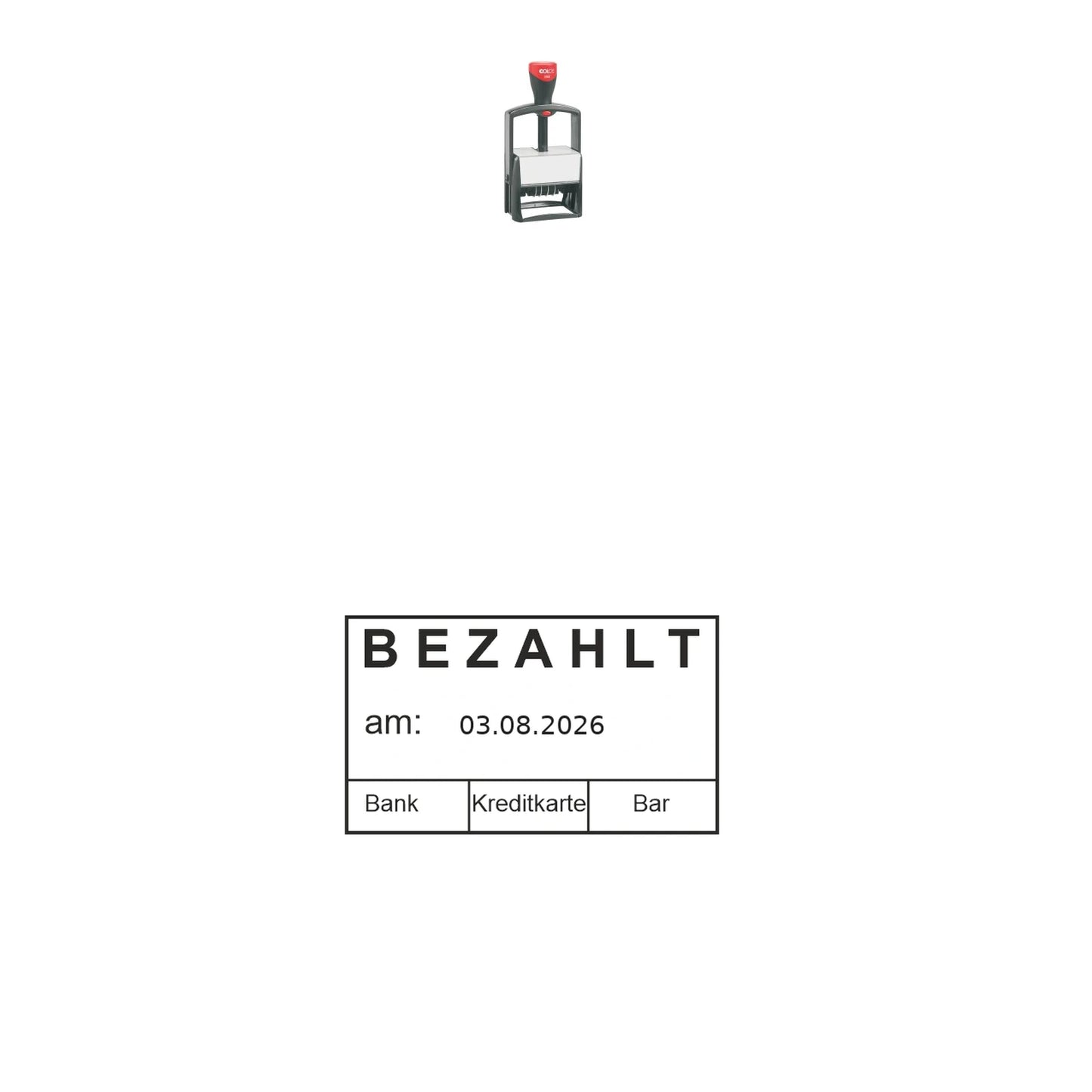 Bezahlt-Stempel Buchhaltung – Stempelgerät mit Abdruck