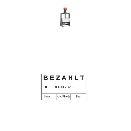Bezahlt-Stempel Buchhaltung – Stempelgerät mit Abdruck