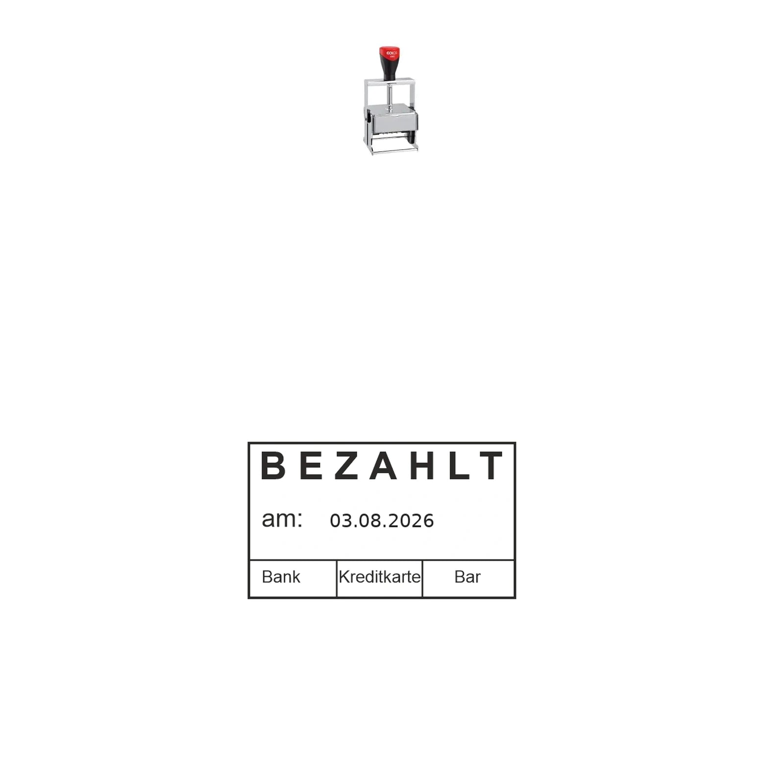 Bezahlt-Stempel Buchhaltung – Stempelgerät mit Abdruck