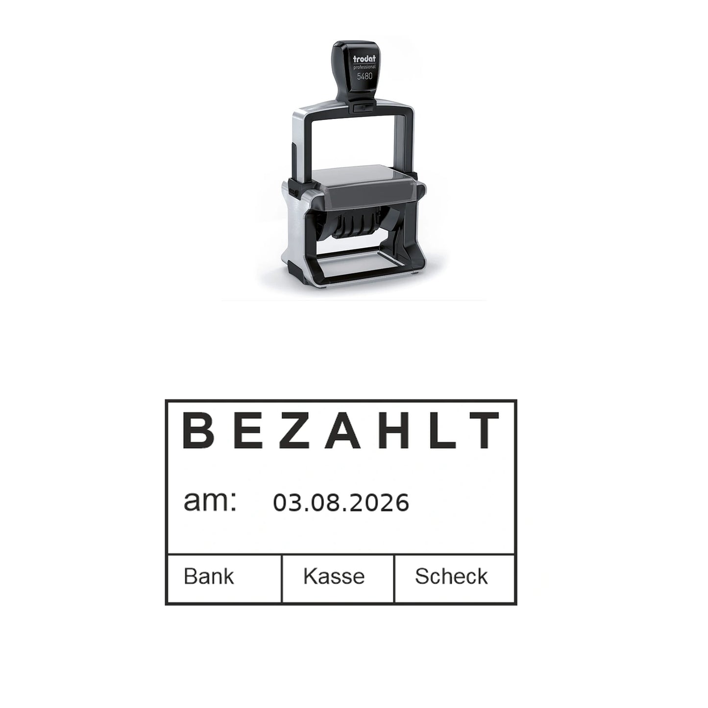 Bezahlt-Stempel Buchhaltung – Stempelgerät mit Abdruck