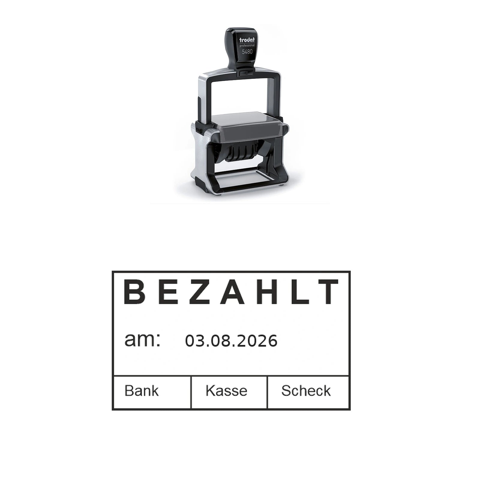 Bezahlt-Stempel Buchhaltung – Stempelgerät mit Abdruck