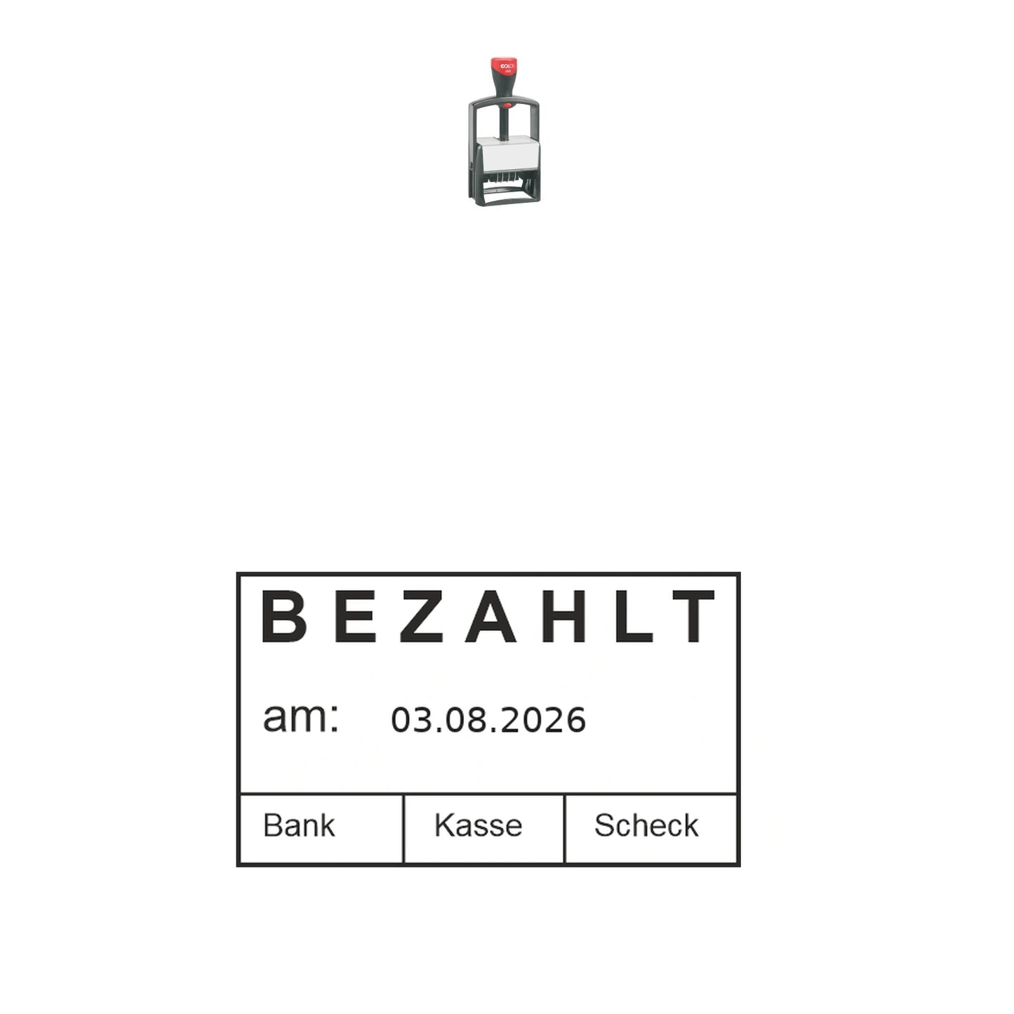 Bezahlt-Stempel Buchhaltung – Stempelgerät mit Abdruck