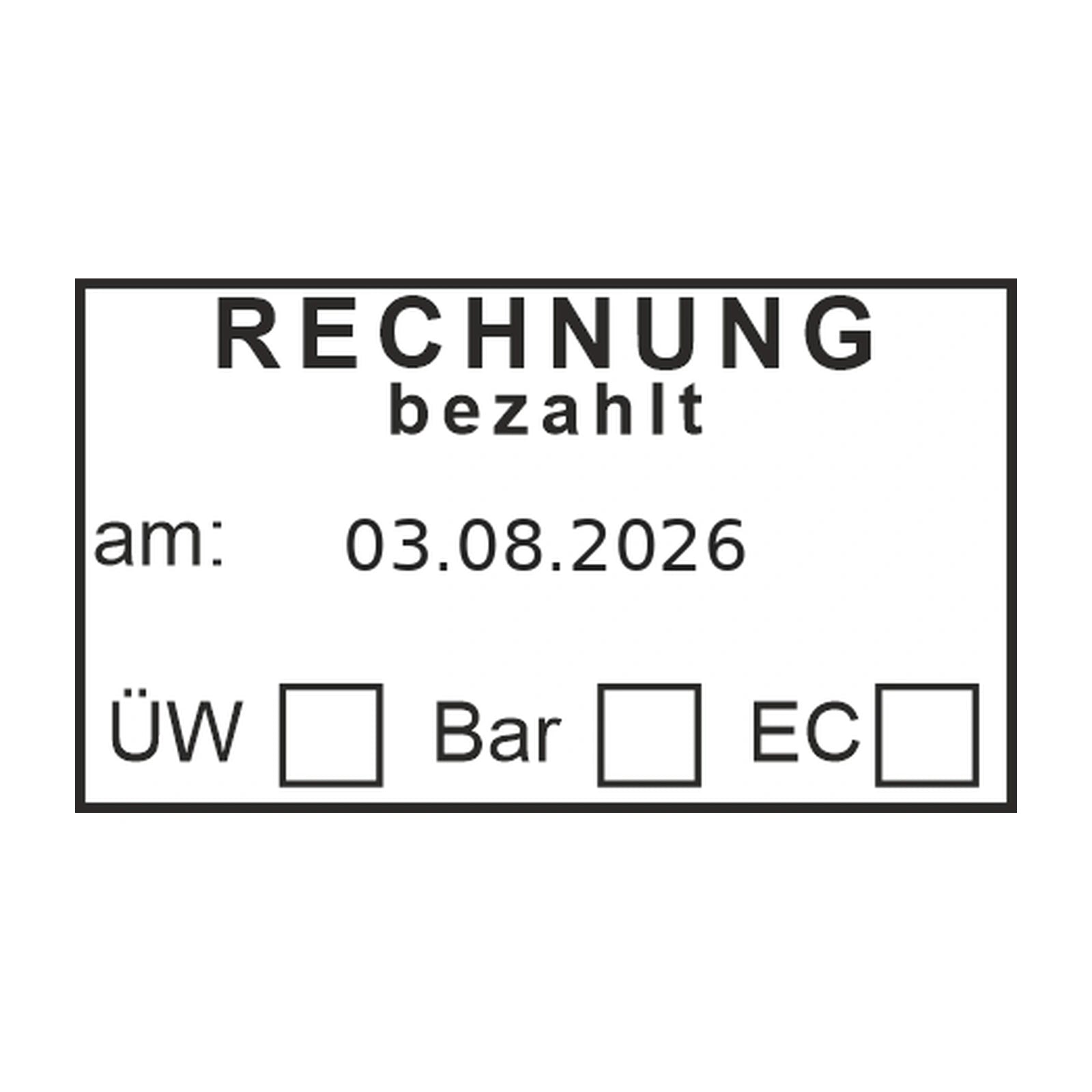 Bezahltstempel Überweisung, Bar & EC – Stempelabdruck