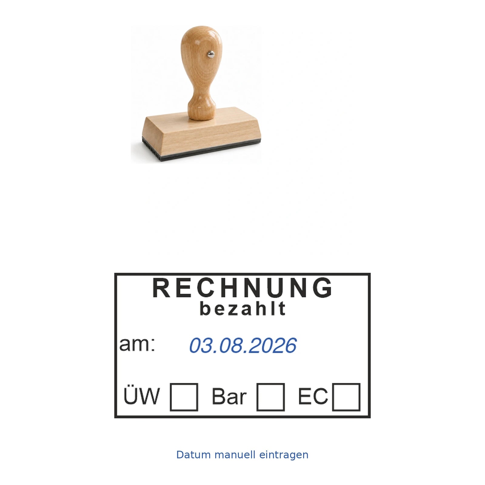 Bezahltstempel Überweisung, Bar & EC – Stempelgerät mit Abdruck
