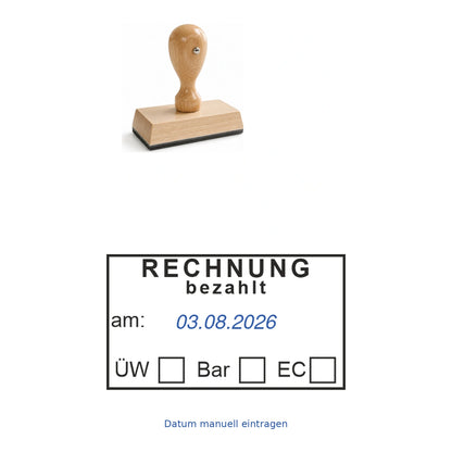 Bezahltstempel Überweisung, Bar & EC – Stempelgerät mit Abdruck