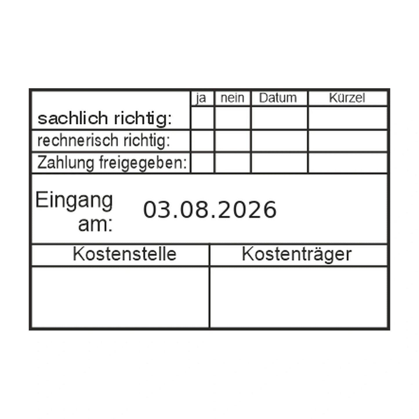 Rechnungsprüfstempel Zahlungsfreigabe & Kostenträger – Stempelabdruck