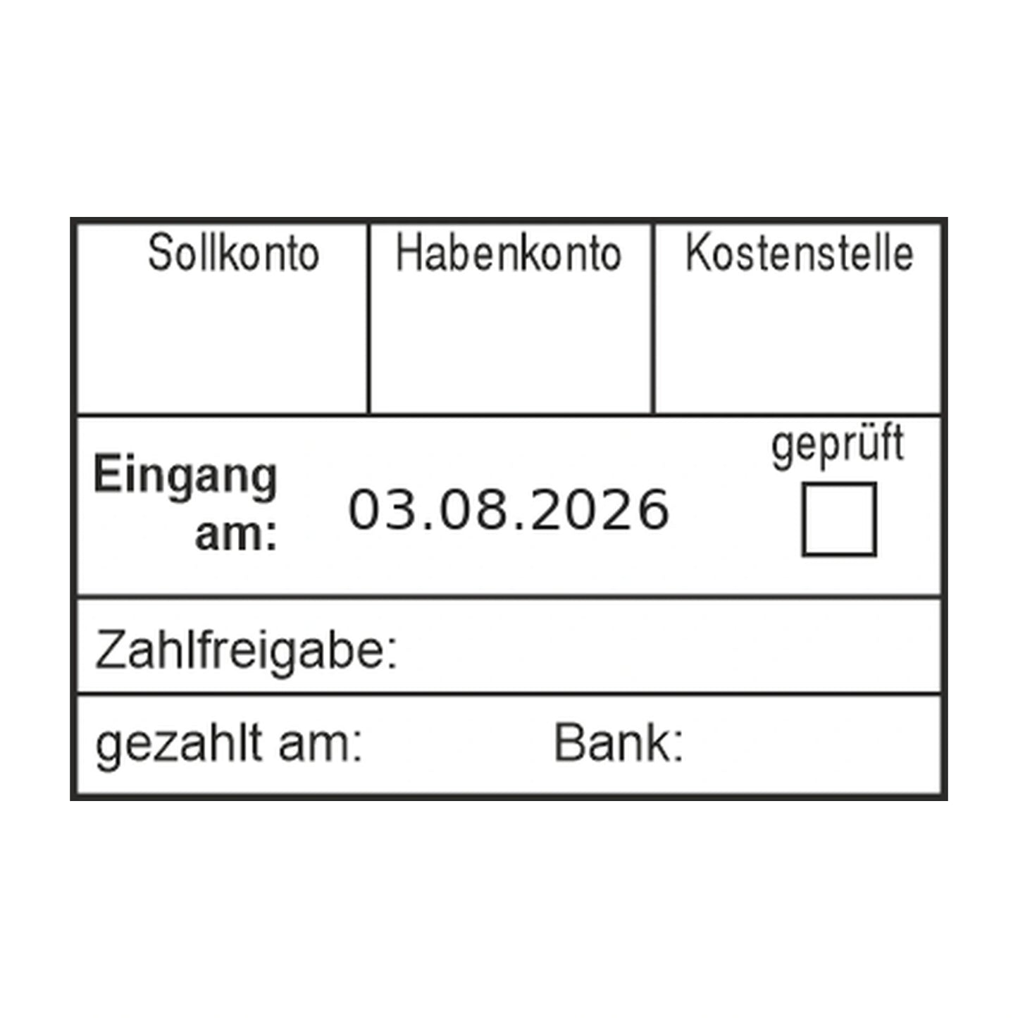 Rechnungsbuchungsstempel Soll/Haben & Zahlungsfreigabe – Stempelabdruck