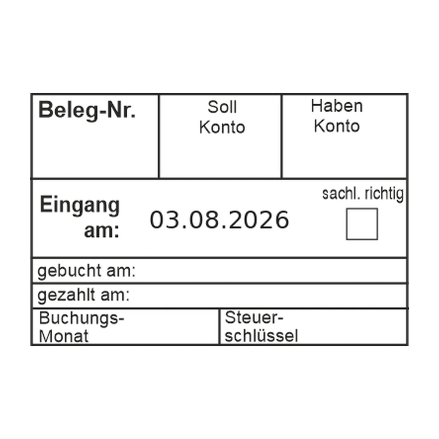 Belegbuchungsstempel Soll/Haben & Monatschlüssel – Stempelabdruck
