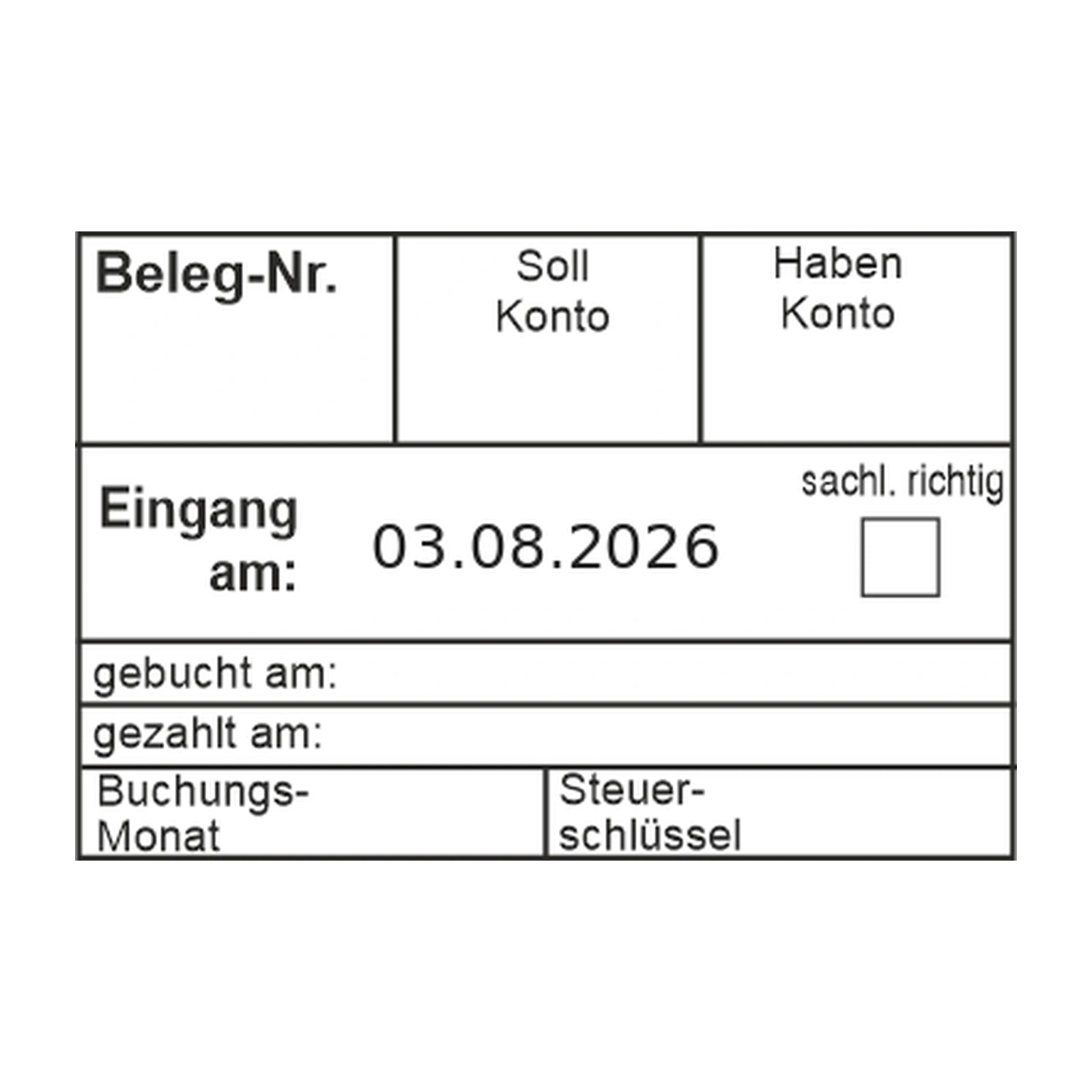 Belegbuchungsstempel Soll/Haben & Monatschlüssel – Stempelabdruck
